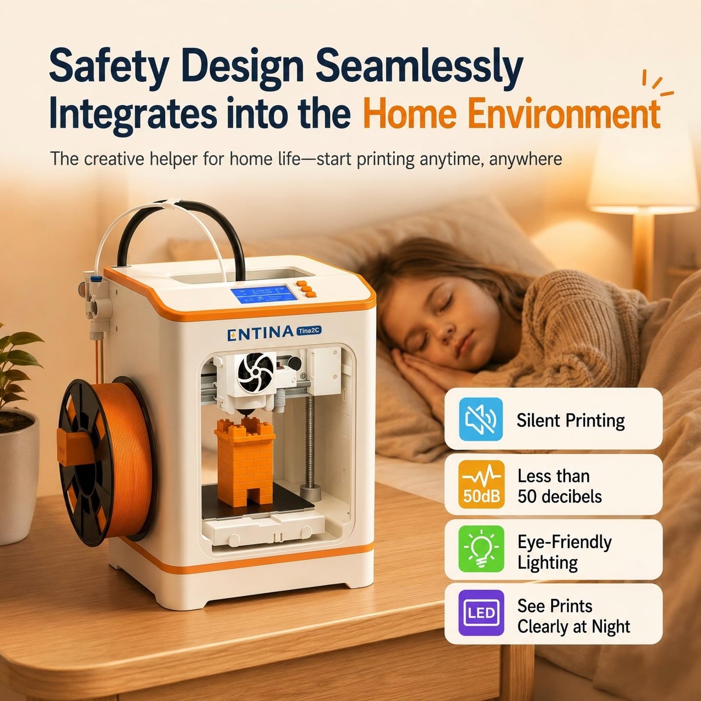 Entina Tina2C 3D Printer for Kids & Beginners, Fully Assembled Starter Mini 3D Printer, Start in 8 Mins, App & WiFi Control, Auto Leveling, 1500+ Model Library, 20+ Creative DIY Modules for STEM, Home