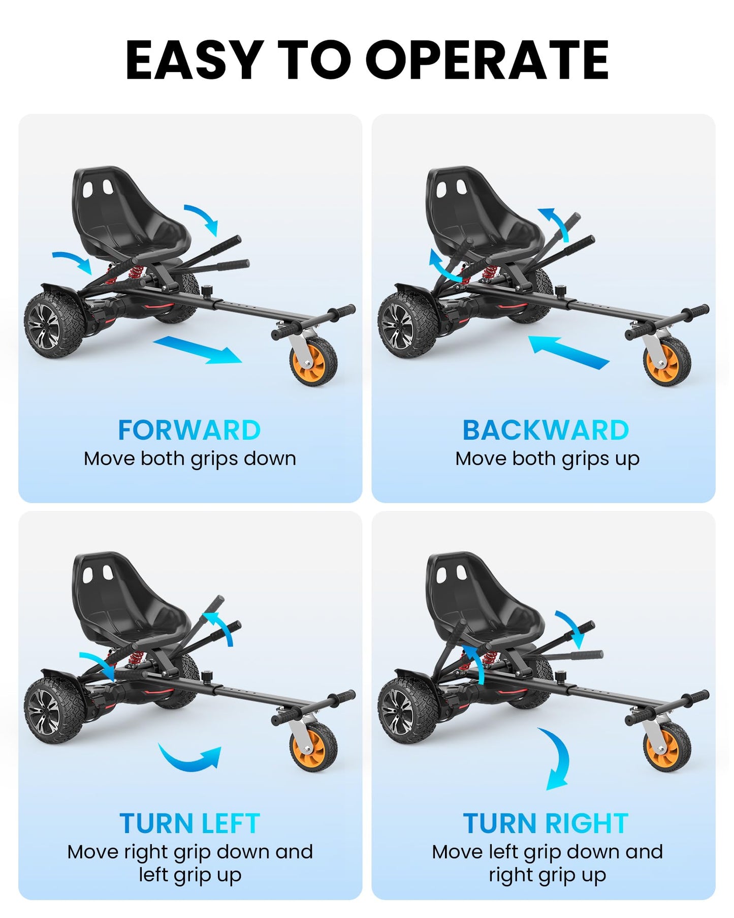 Gyroor K2 Balancing Scooter Go Kart Attachment for Kids & Adults, Adjustable Frame Length Balancing Scooter Seat Attachment for 6.5" 8" 10" Self Balancing Scooter