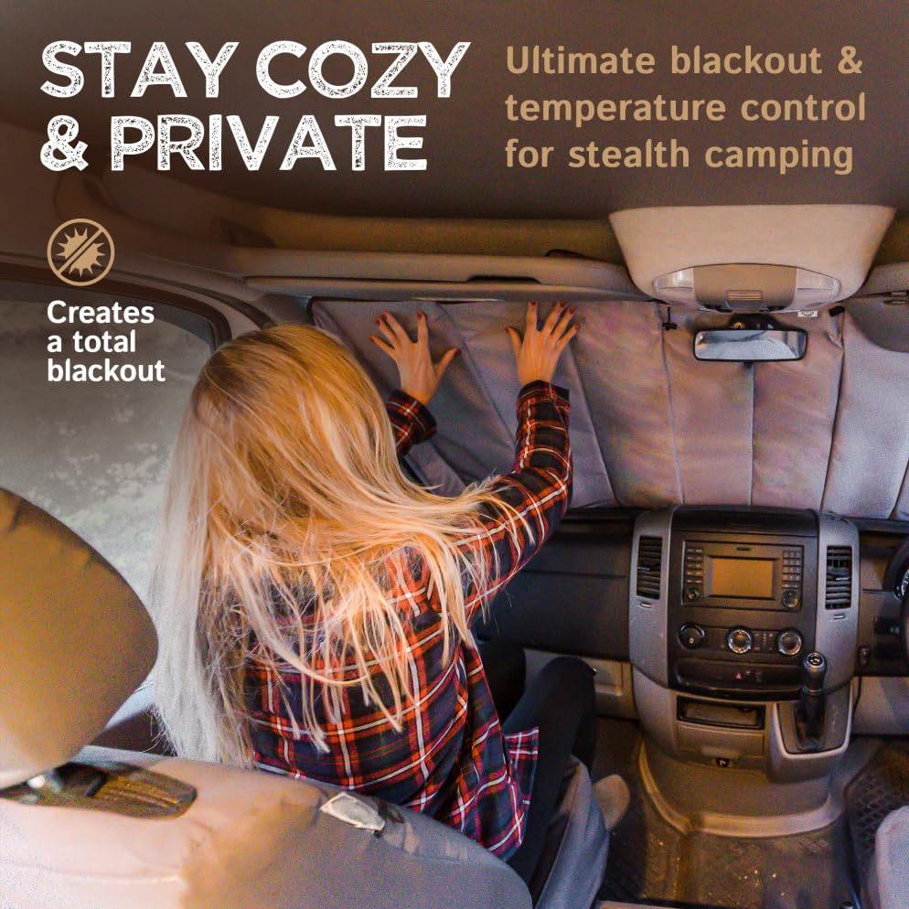 Living in a Bubble Insulated Blackout Windshield Cover for Mercedes Sprinter NCV3 & VS30, 2007-Current. Vanlife Must Have,...
