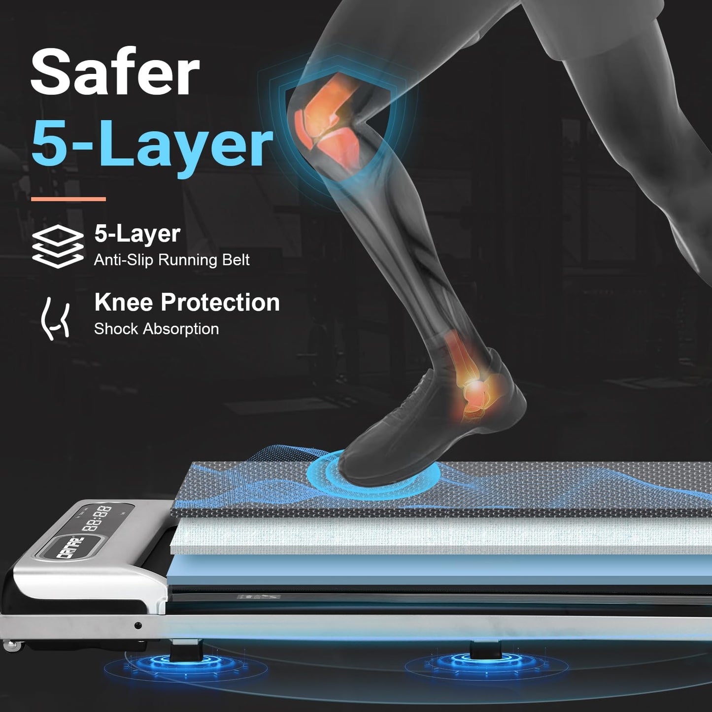 Orinar Walking Pad, Under Desk Treadmill for Home and Office, 2.5 HP Portable Treadmill, 3 in 1 Walking Jogging Running Machine with Remote Control, LED Display