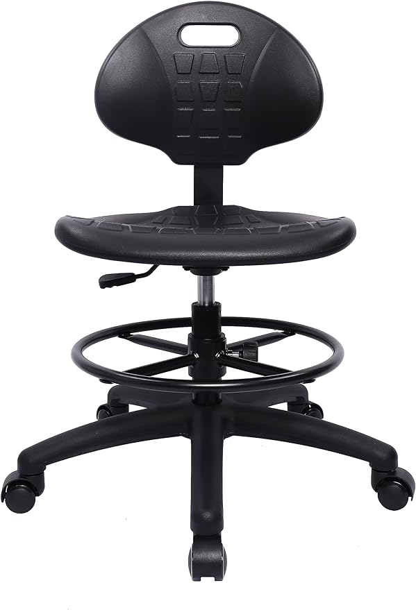 TAKE UR SEAT® Polyurethane Drafting Lab Stool Chair, 18" Adjustable Footring, 8" Adjustable Height, 450 lbs seat Capacity, Heavy Duty, Shipped Within 24 Hours Med. Bench Height (Self-Braking Caster)