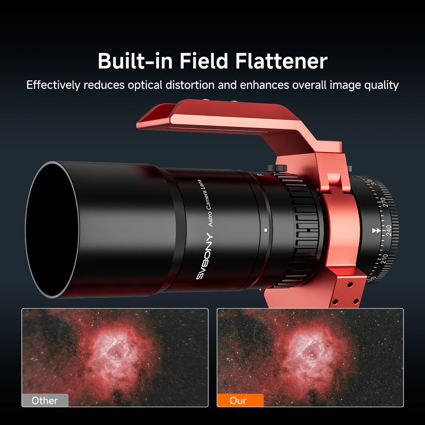 SVBONY SV545 Telescope Petzval Lens APO, F4.5, 203mm Focal Length, Built in Field Flattener, Professional Refractor Telescope Supports EAF(not Included), M48 Thread for Full Frame Astrophotography