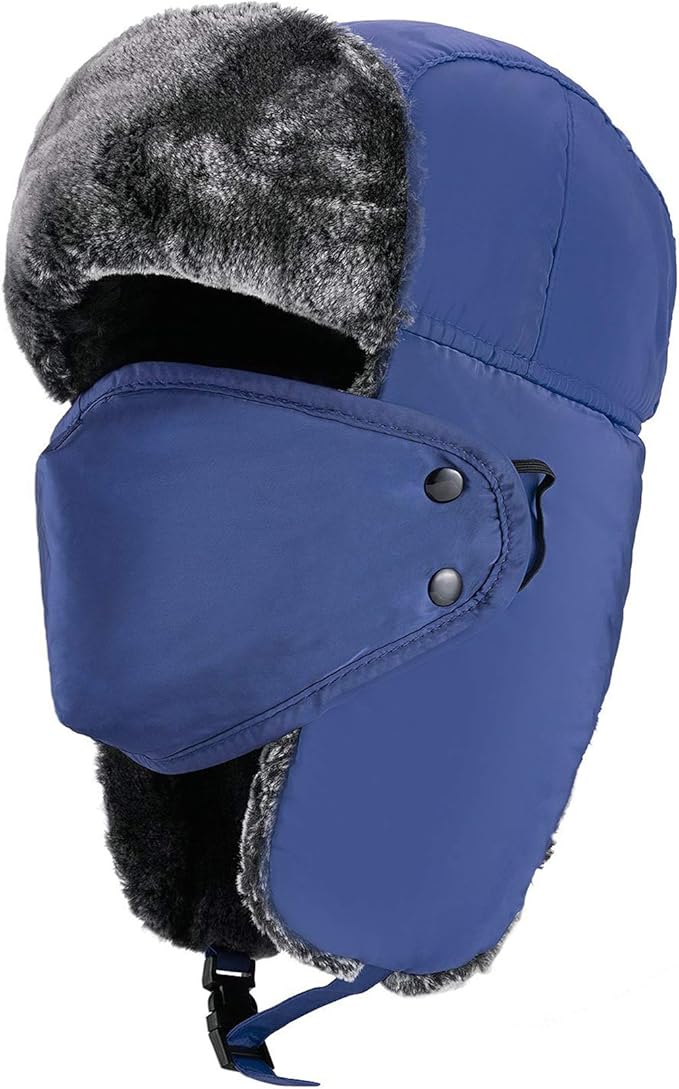 mysuntown Winter Hats for Women Men Trapper Ushanka Hat with Ear Flaps Warm Russian Bomber Hats for Cold Weather