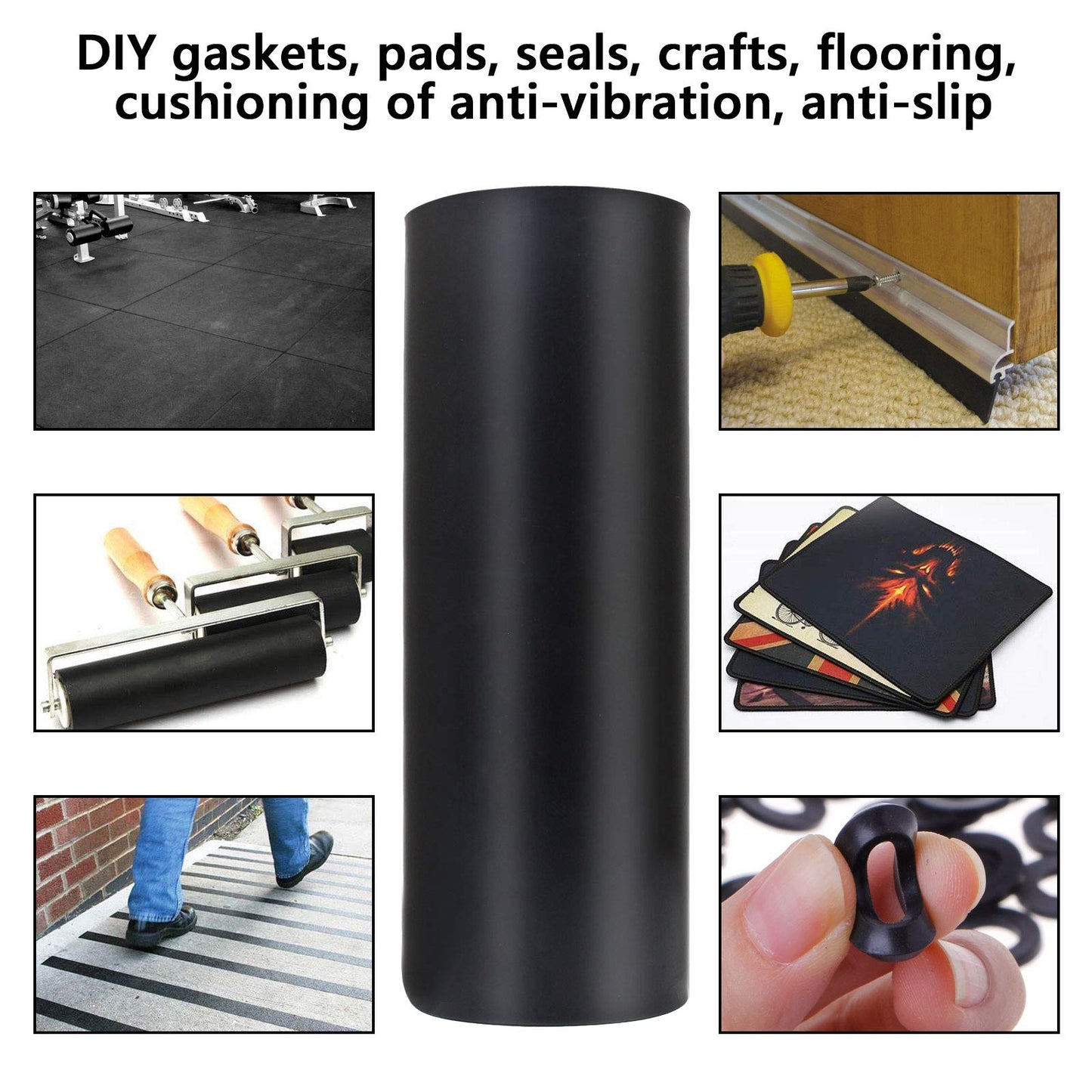 Neoprene Rubber Sheet 1/8" Thick x 16" Wide x 30" Long, Solid Rubber Sheets, Rolls & Strips for Gaskets Material, Pads, Crafts, Weather Stripping, Flooring, Black