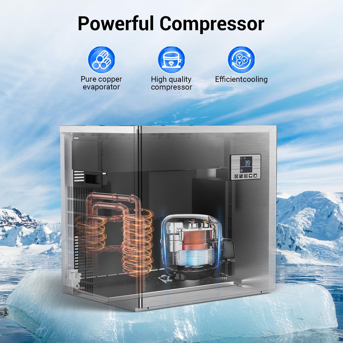 Commercial Ice Machine 680LBS/24H with 560LBS Storage Bin, Large Industrial Ice Maker, Self-Cleaning, Timing Function, 210 Ice Cubes in 5-15min, Adjustable Ice Thicknesses