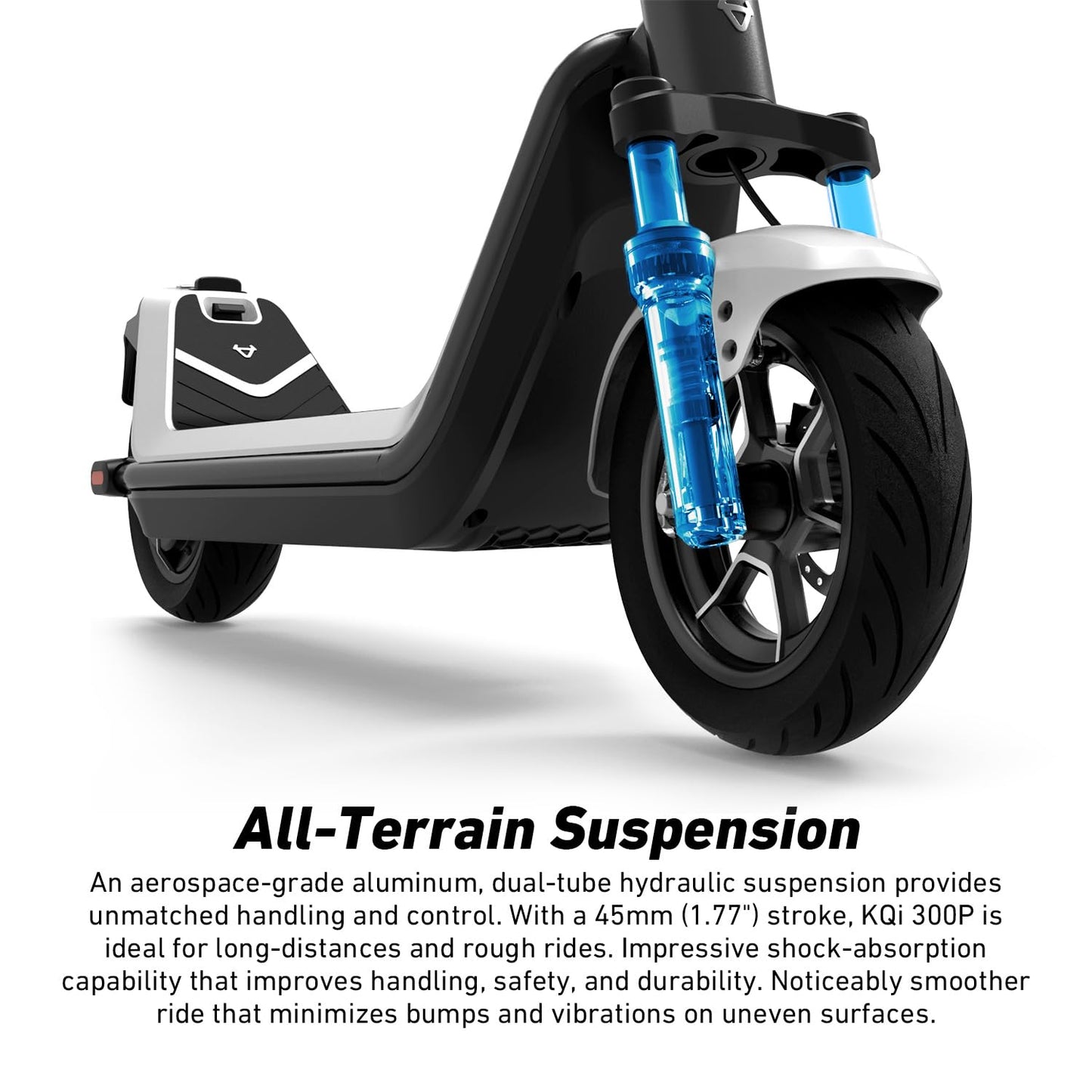 NIU 300P Electric Scooter, All-Terrain Suspension 900W Max Power 30 Miles Range, 20MPH Max Speed Triple Braking, 10.5'' Tubeless Pneumatic Tires, Portable & Foldable Design, UL Certified