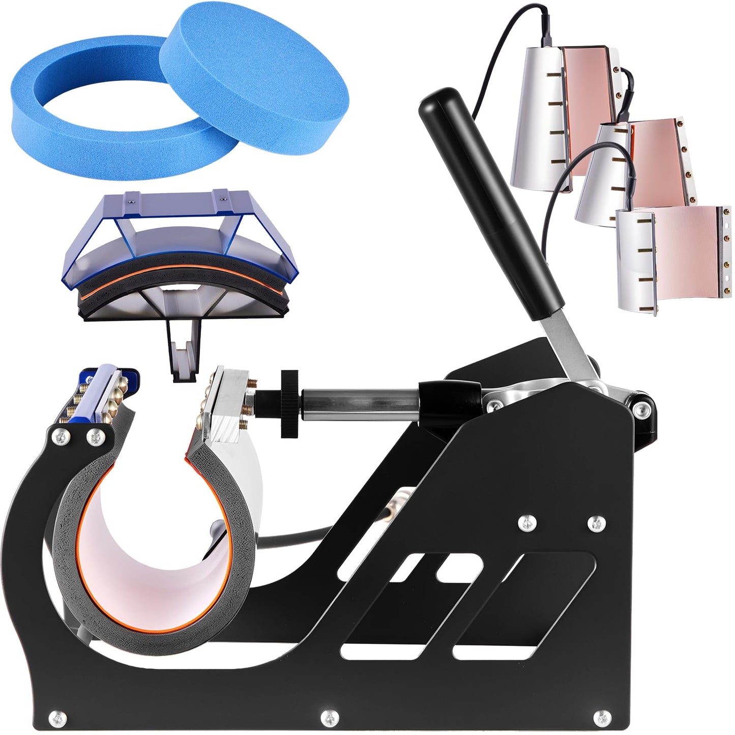 VEVOR Heat Press Machine 12 x 15 Inch 8 in 1 Heat Press Sublimation Machine 360° Rotation Swing Away 8 in 1 Shirt Printing Machine Dual-Tube Heating for DIY T-Shirts Cap & Mugs Blue