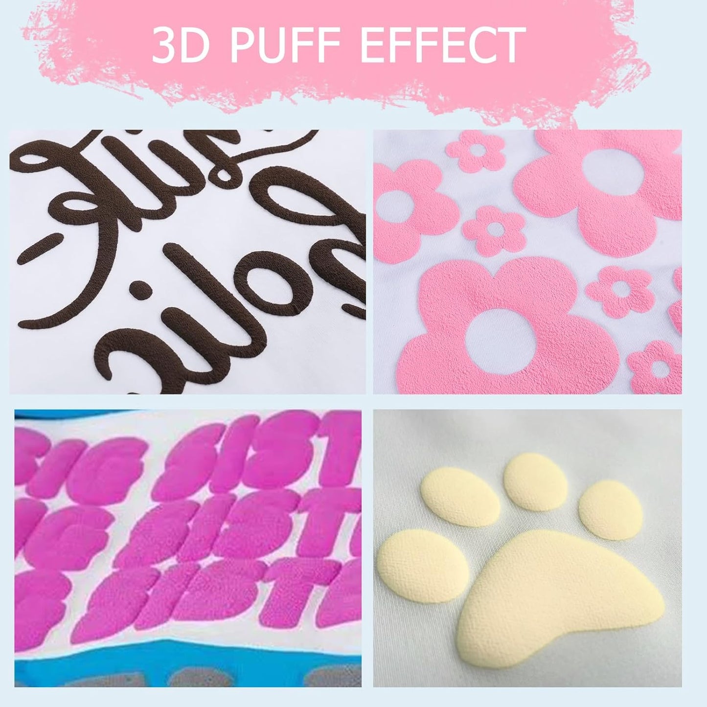 HTVRONT Puff Vinyl Heat Transfer -10" x 6ft Light Pink 3D Puff Heat Transfer Vinyl Foaming Colorful Puffy Iron on Vinyl for T-Shirt- Pink Puff Htv Vinyl for Compatible with Cricut Cutting Machine