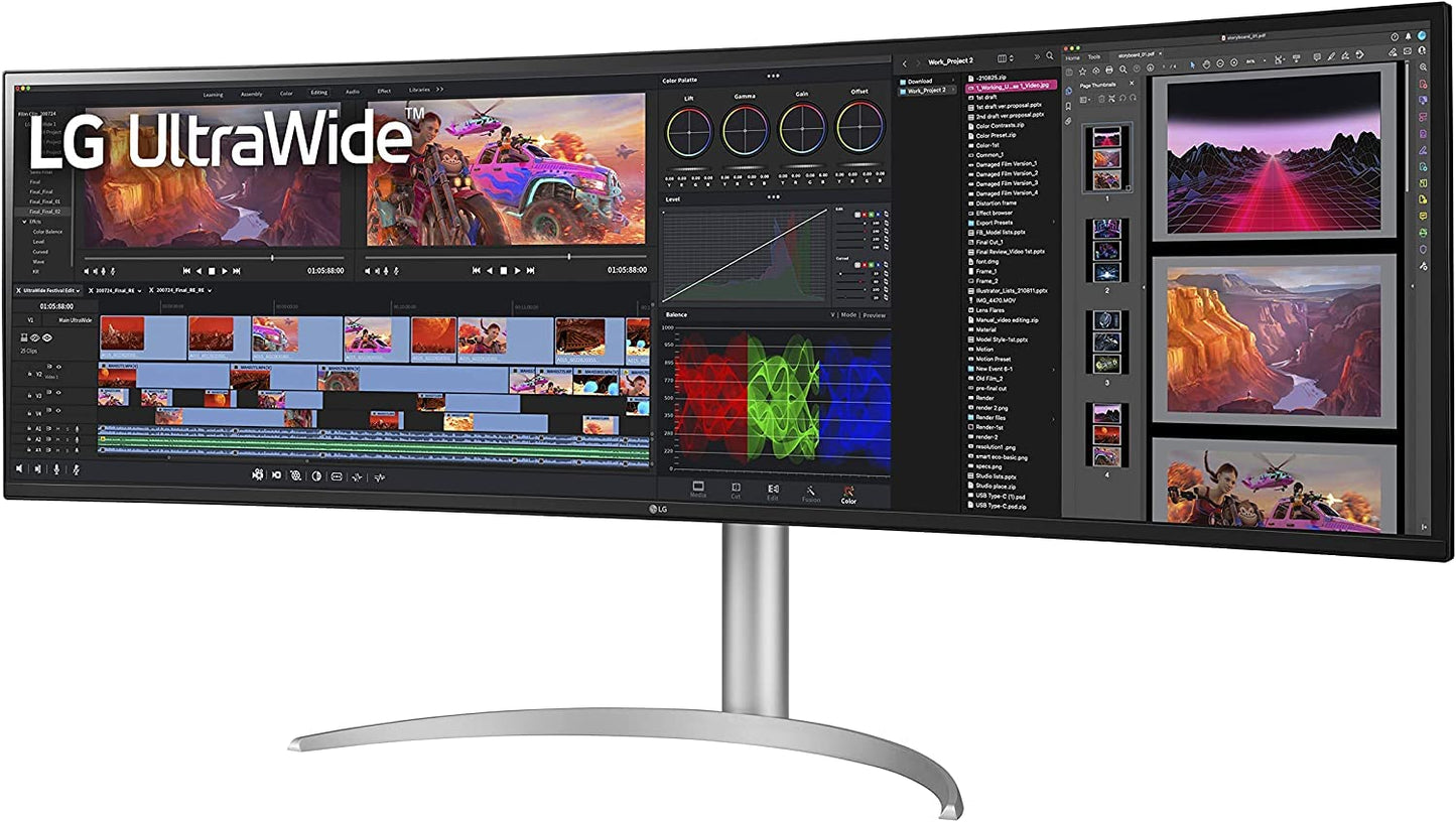 LG 49WQ95C-W 49" Curved UltraWide DQHD Monitor, Nano IPS, G-SYNC, FreeSync, HDMI 2.1, USB-C, Adjustable,
