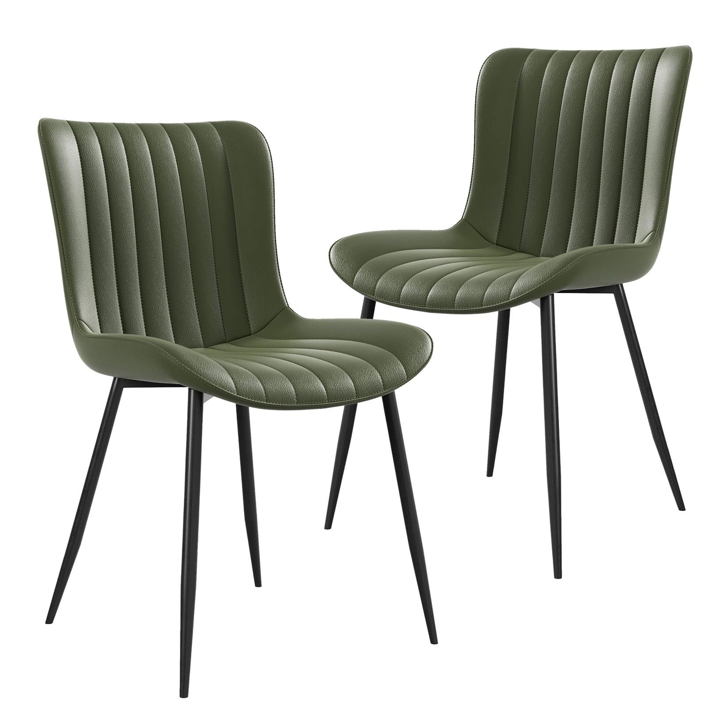 homeokay Dining Chairs, Modern Dining Room Chair 16 inch Leather with Wooden and Metal Frame, Set of 2 (Green)