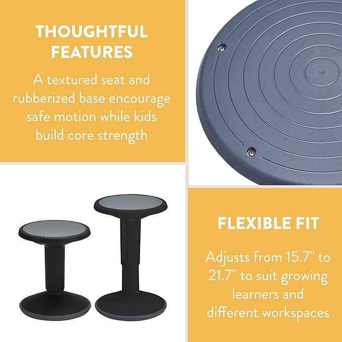 Back2School Express Adjustable Wobble Stool, Flexible Seating, Black