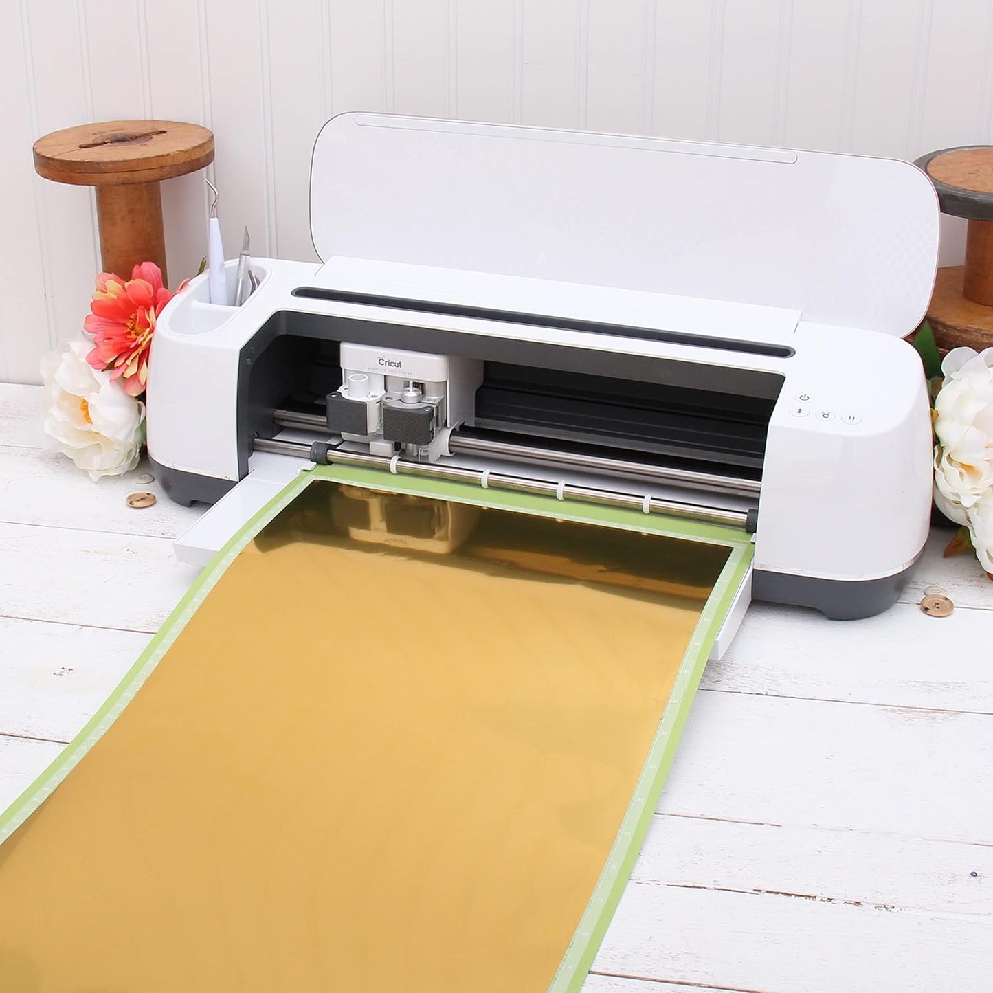 10 Yard x 20" Wide Roll Threadart Metallic White Heat Transfer Vinyl Film | Compatible with Venture Explore and Maker, Silhouette Cameo, & Large Format Cutters