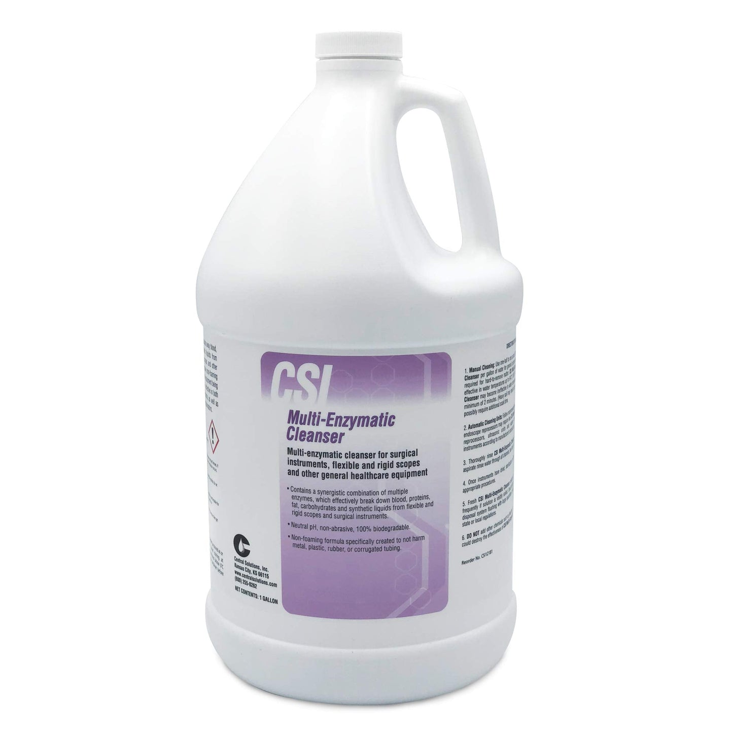 CSI Central Solutions Multi Enzymatic Cleanser - Hospital Grade Medical Instrument Cleaner for Presoak and Manual Processing, 1 Gal