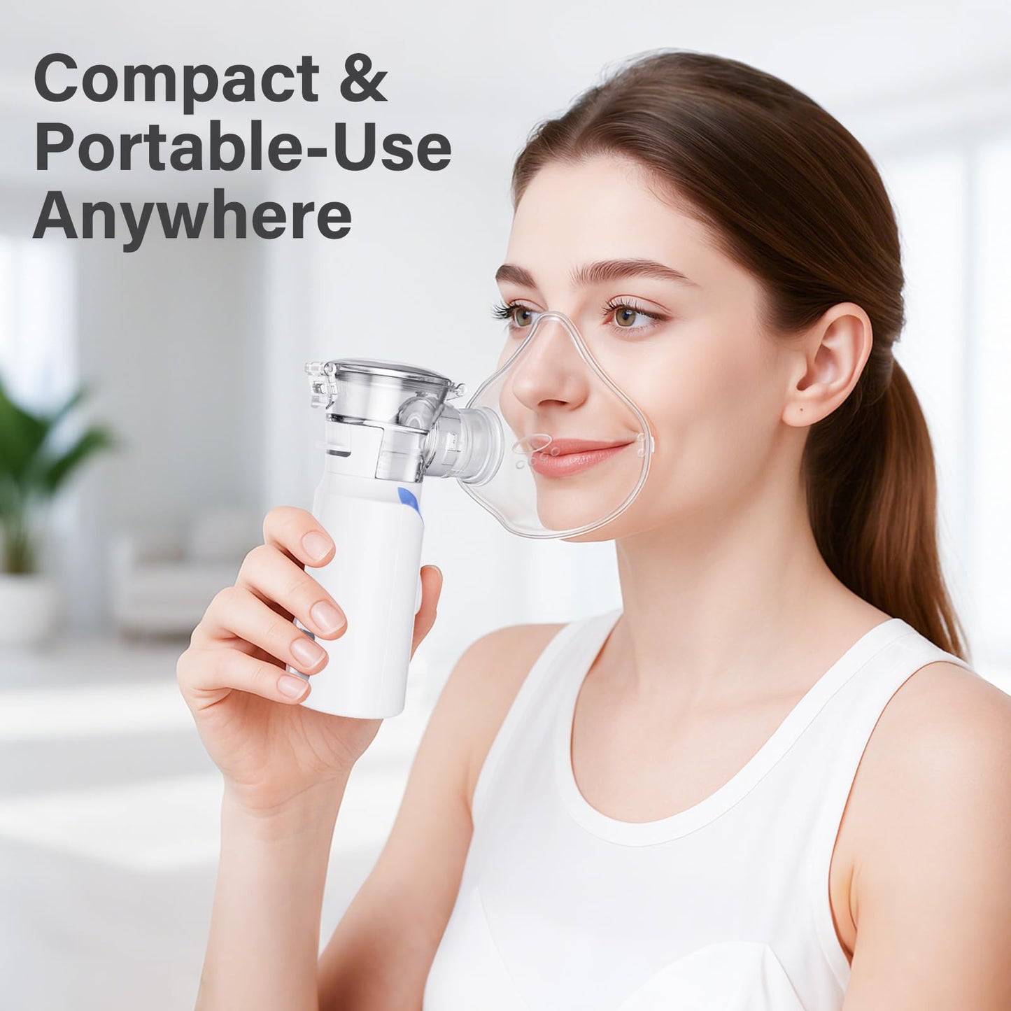 Portable Handheld Mesh Nebulizer – 3 Modes (Adult/Child/Auto-Clean), Ultra-Quiet <20dB, 800mAh Rechargeable, Fine Mist for Comfortable Use Spacer OTC (Blue)