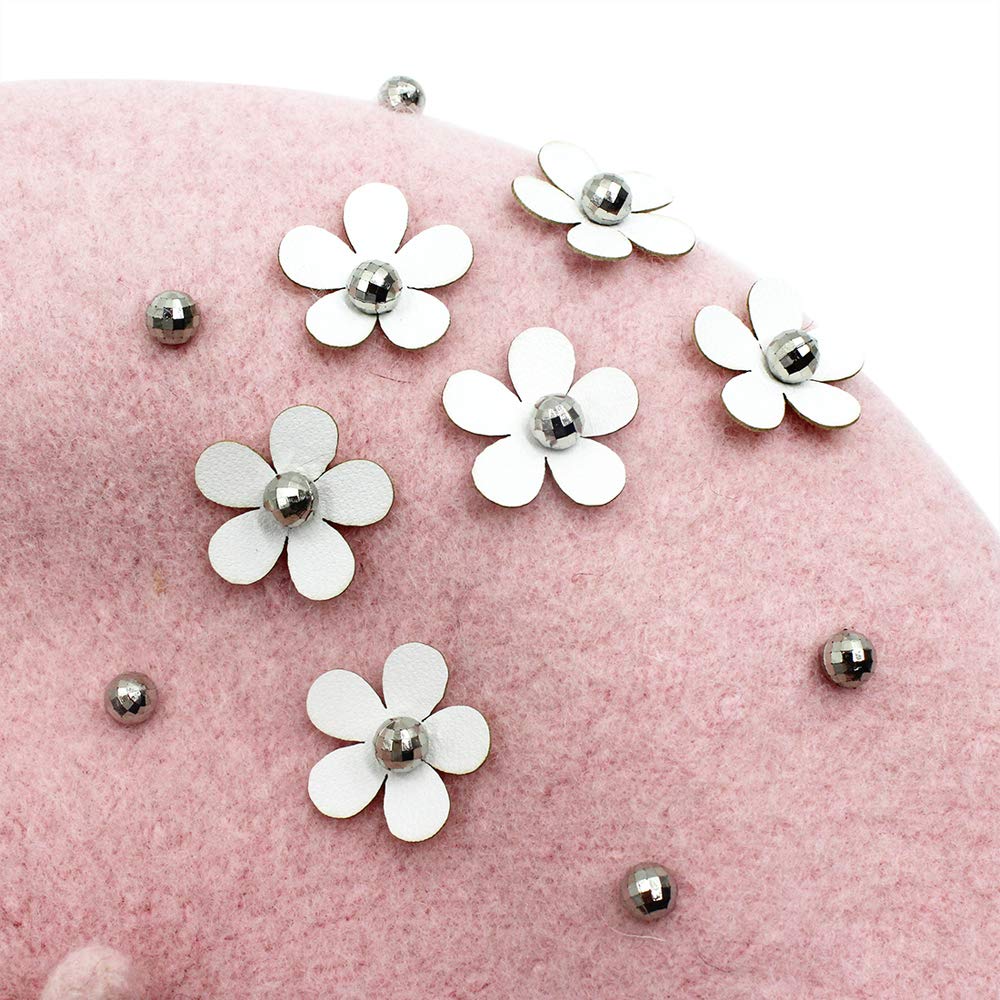 AIBEARTY Kids Girls French Pearl Beret Hat Winter Warm Artist Beanie Cap
