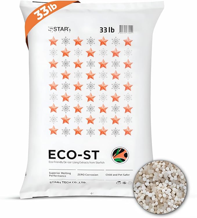 Eco-St Ice Melt Safe For Concrete - Fast Acting - Pet Safe Anti-Corrosion Snow Melt - Effective at -30℉ (33lb)
