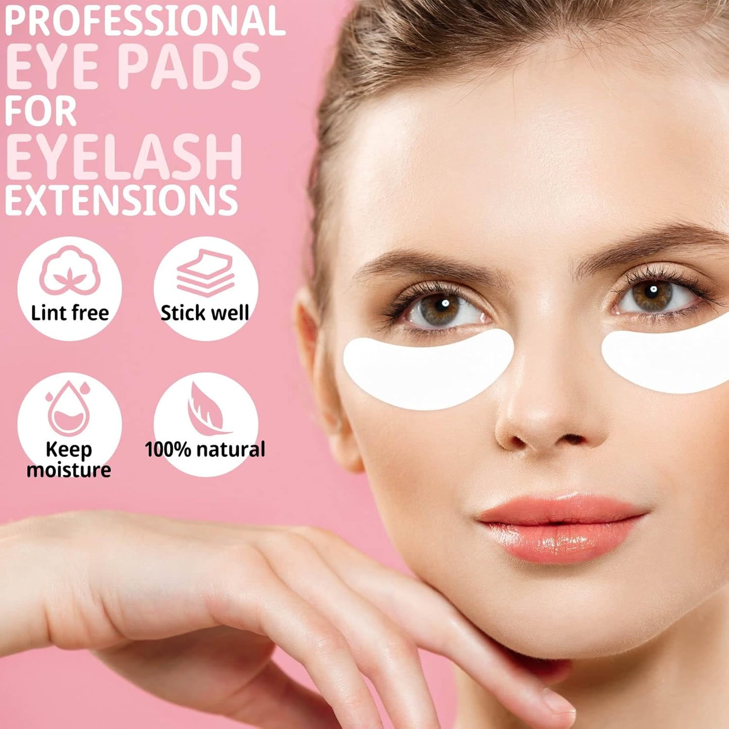 100 Pairs Under Eye Patches, Isolation Eyelash Extension Pads, Under Eye Gel Pads for Pro Salon and Individual, DIY Lashes Extension Supplies (Pink)