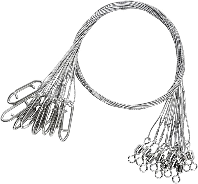 QISHUO Heavy Steel Fishing Leader Saltwater High Strength Wire Leader Line Bait Freshwater Fishing Leaders Stainless White...