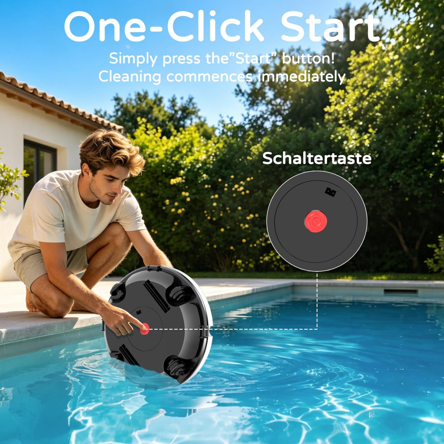 2026 NEW Cordless Robotic Pool Cleaner, Automatic Robotic Pool Vacuum Cleaner with Dual Motors, 130mins Runtime & Auto Docking Pool Vacuum Robot for Inground Pools Up to 1100 Sq.Ft, JQR-V201, White