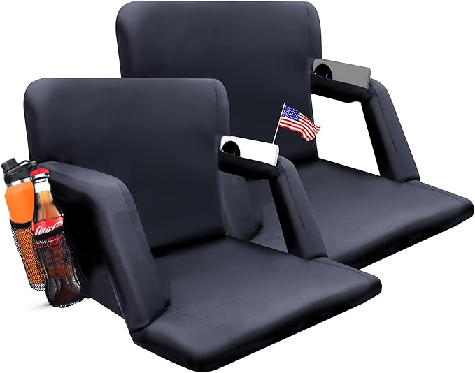 VANCUS Stadium Seats for Bleachers Back Support - Wide Padded Cushion Portable Reclining Bleacher Seat Camping Stadium Chair Waterproof