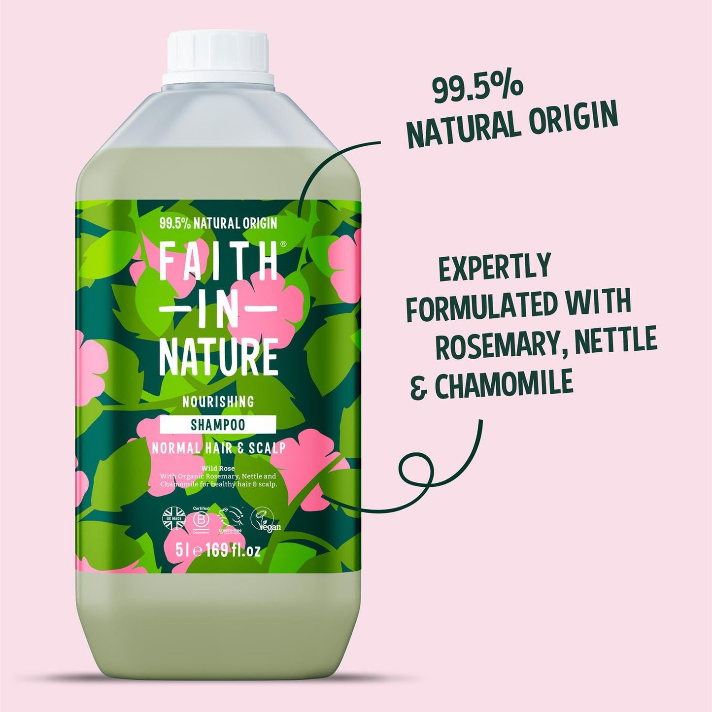 FAITH IN NATURE Natural Shampoo - Vegan & Cruelty Free, No SLS or Parabens - 169 fl oz Refill Pack, Wild Rose