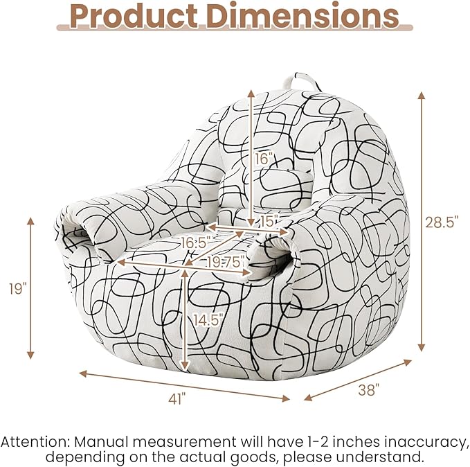 Peace nest Bean Bag Chair with Memory Foam Filled Ultra Soft Jacquard Pattern Cover for Adults Comfy Fur Bean Bag Chairs with Armrests for Bedroom Living Room Office Dorm Reading Lines