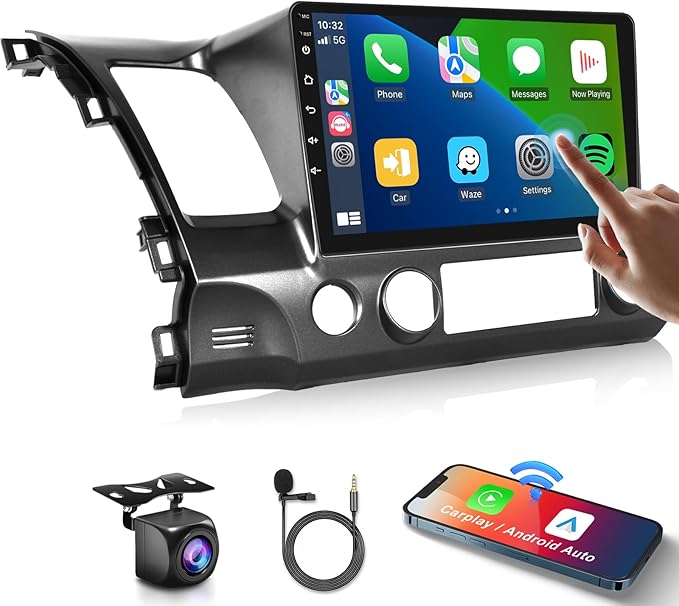 for Honda Civic 2006-2011 Wireless Carplay Android Car Stereo Support Wireless Android Auto with WiFi GPS Navigation AHD B...