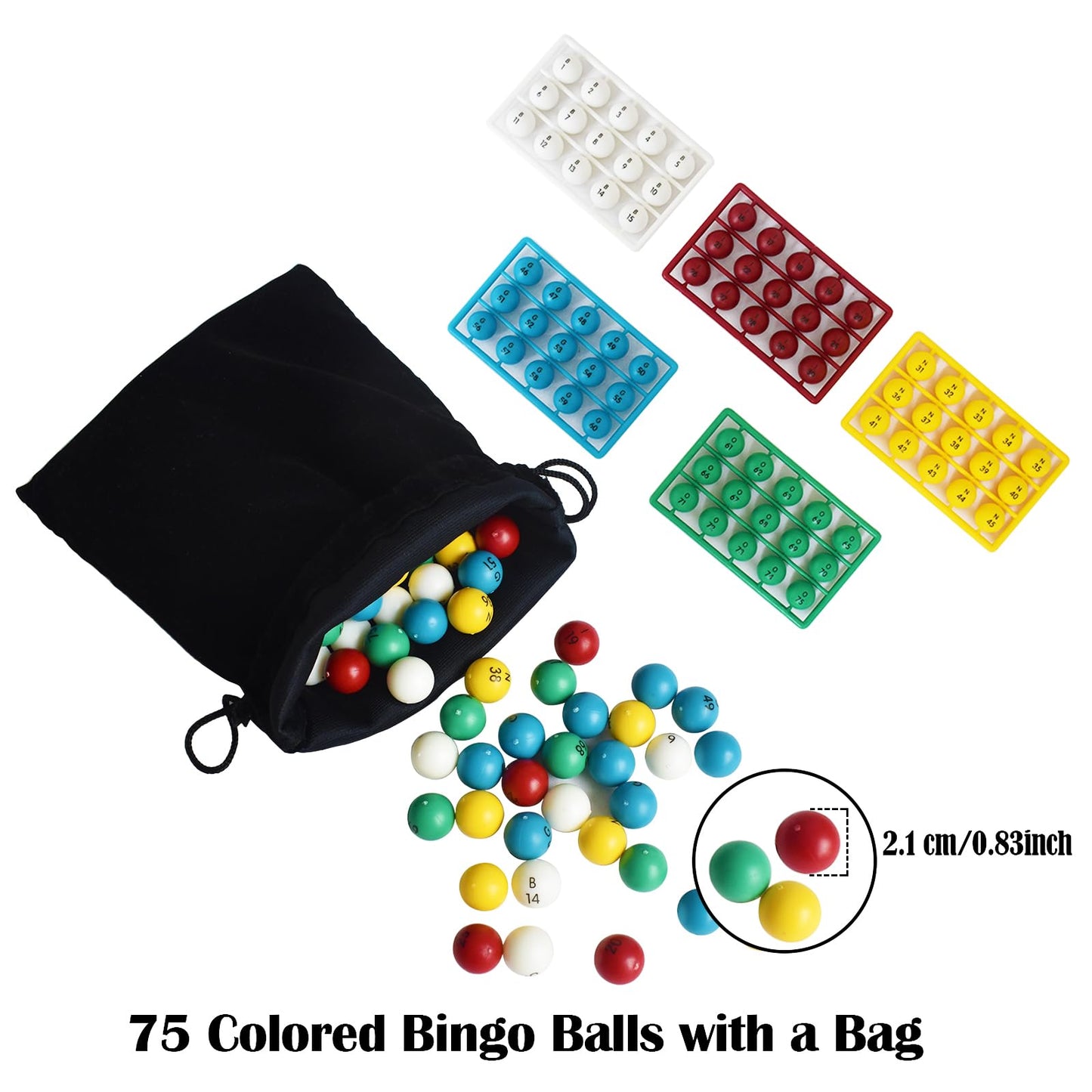 Yuanhe Jumbo Bingo Game Set - 11" Metal Round Cage, 75 Colored Balls, 100 Bingo Cards, 500 Mixed Chips and Master Board for Large Groups, Parties