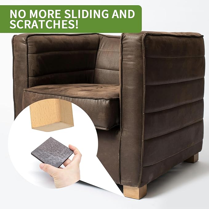 COVERCORNER Non Slip Furniture Pads 12 PCS 3'' Square - Anti Slip Furniture Pads - Self Adhesive Rubber Feet Furniture Feet - Chair Leg Floor Protectors - Keep Furniture in Place