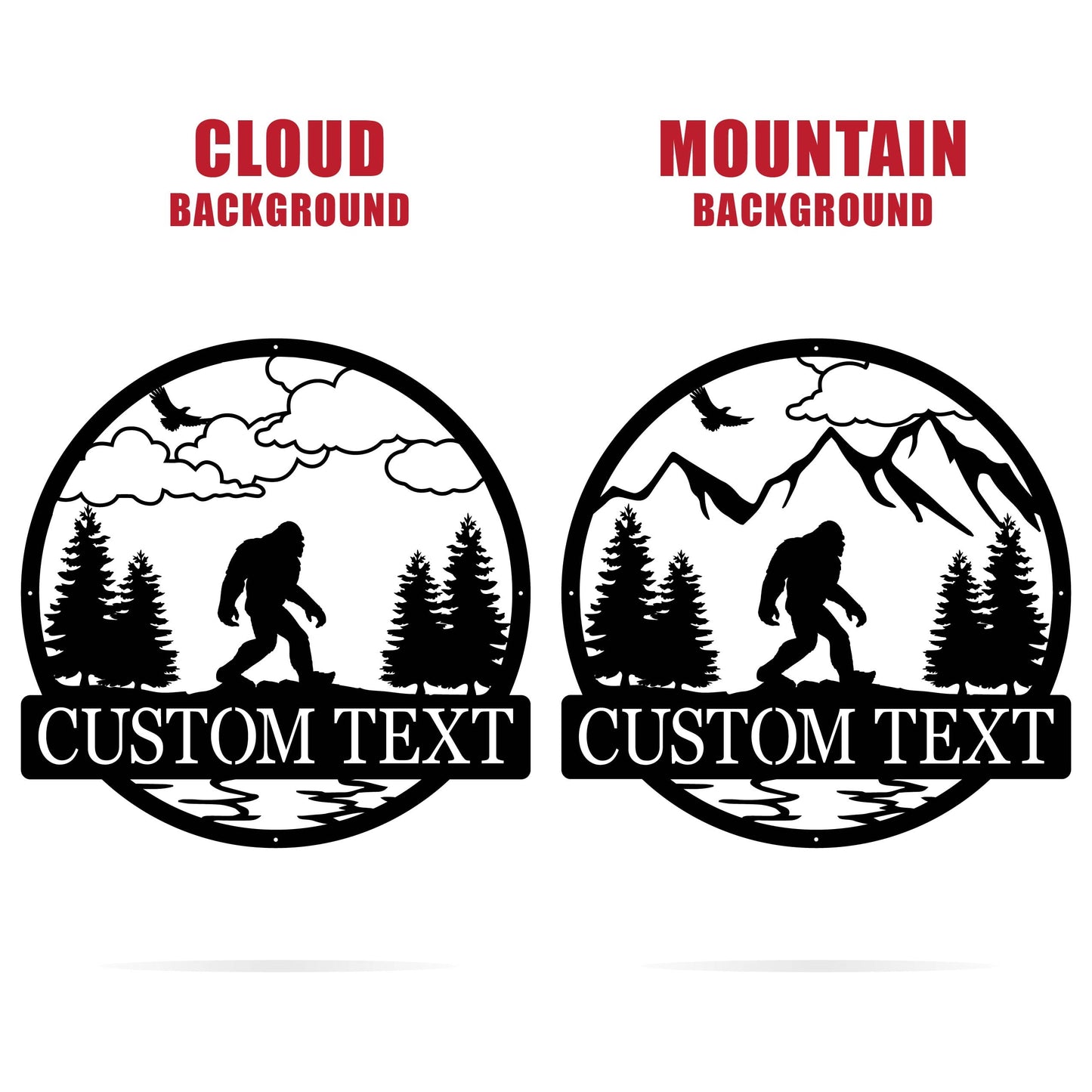 Outdoor Sasquatch Custom Name Metal Sign | Bigfoot Mountain Yard Art Decor | Metal Sasquatch Yeti Sign