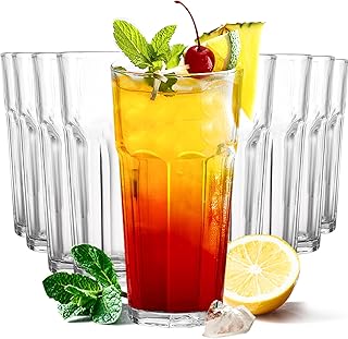 Etolies Highball Drinking Glasses Set of 9, Water Glasses 16 oz,Iced Tea Glasses for Water, Juice, Cocktails,Milkshake,Cok...