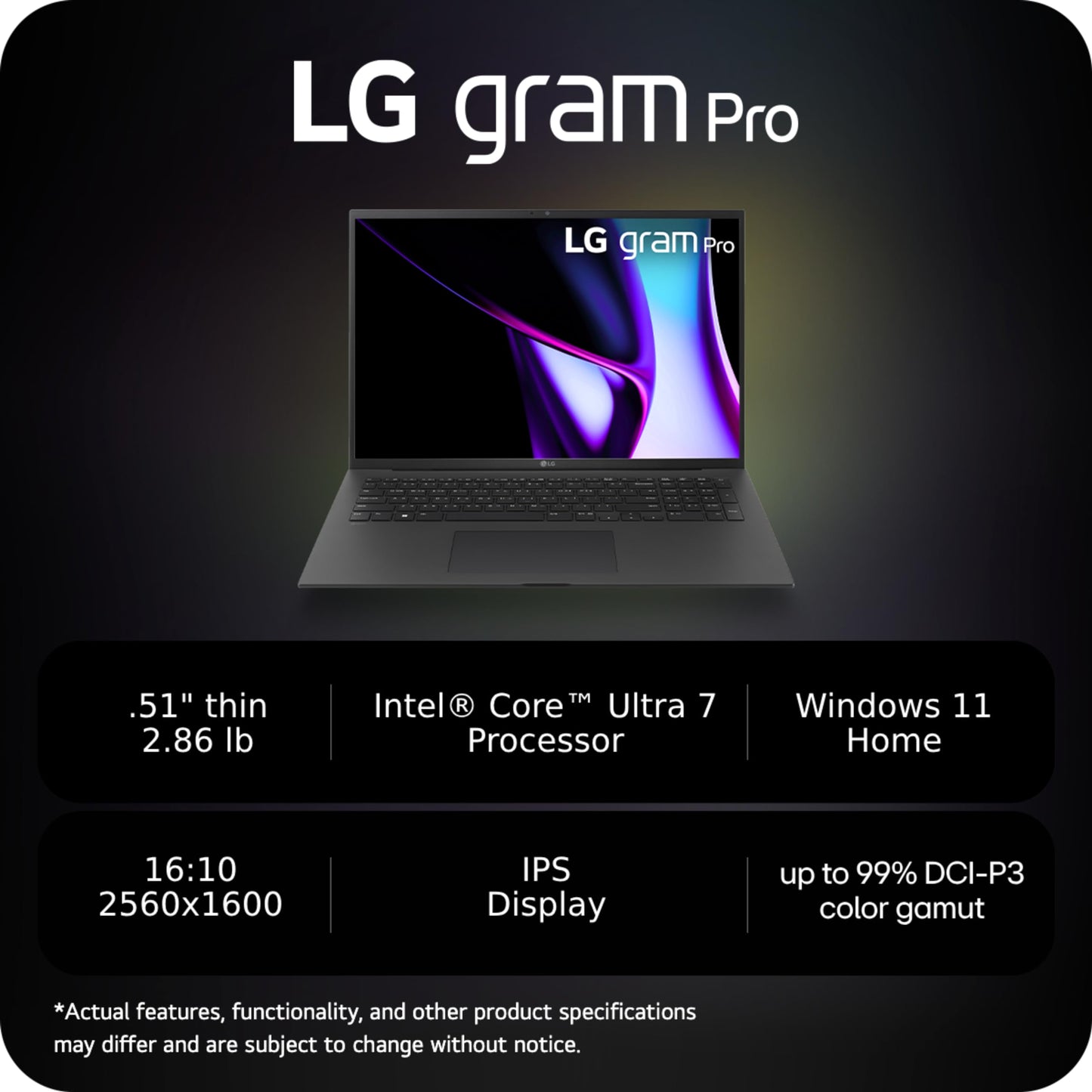 Lg Gram Pro 17-Inch Thin And Lightweight Laptop Intel Evo Edition - Ai-Enabled Intel Core Ultra 7 Processor Windows 11 Home 32Gb