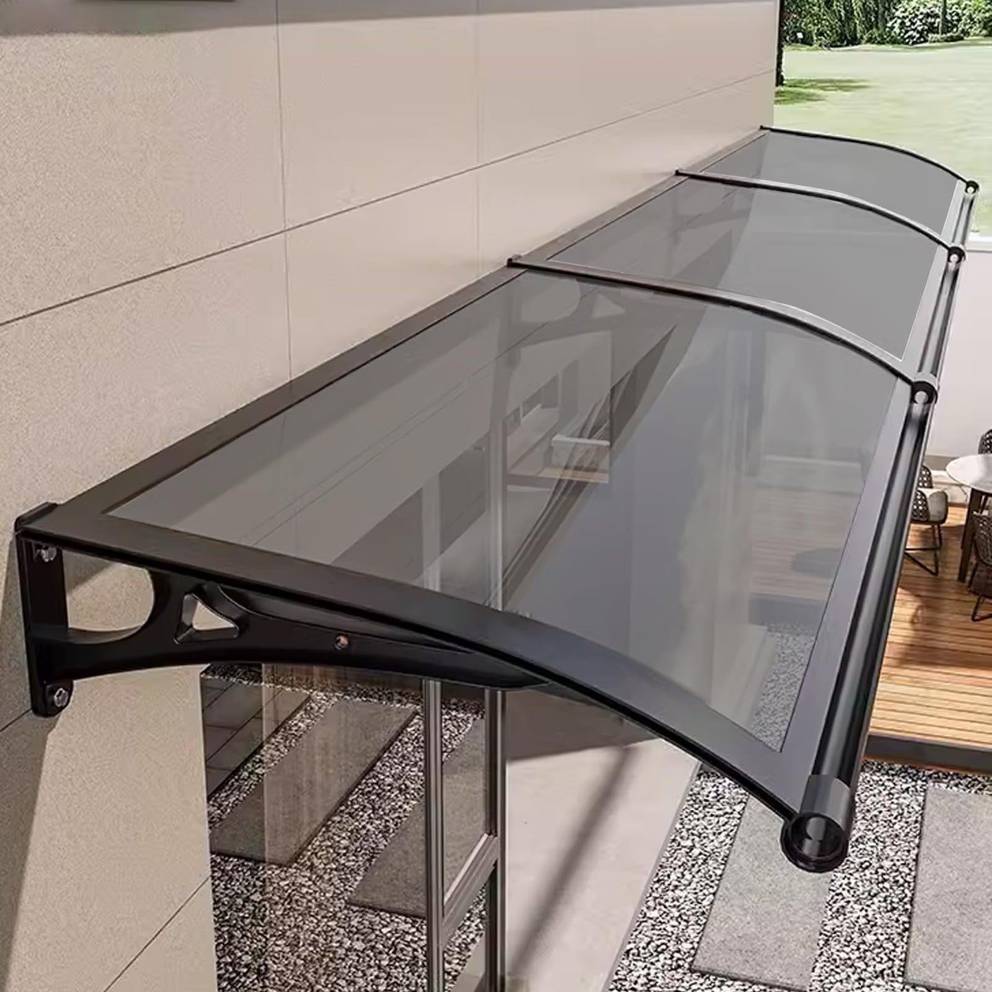 Door Awnings Exterior, Polycarbonate Cover Awnings for Doors Entrance, Awning for Door Window Exterior with Aluminum Bracket for Sun Shutter, UV, Rain and Snow Protection-B-60x60cm/24x24in