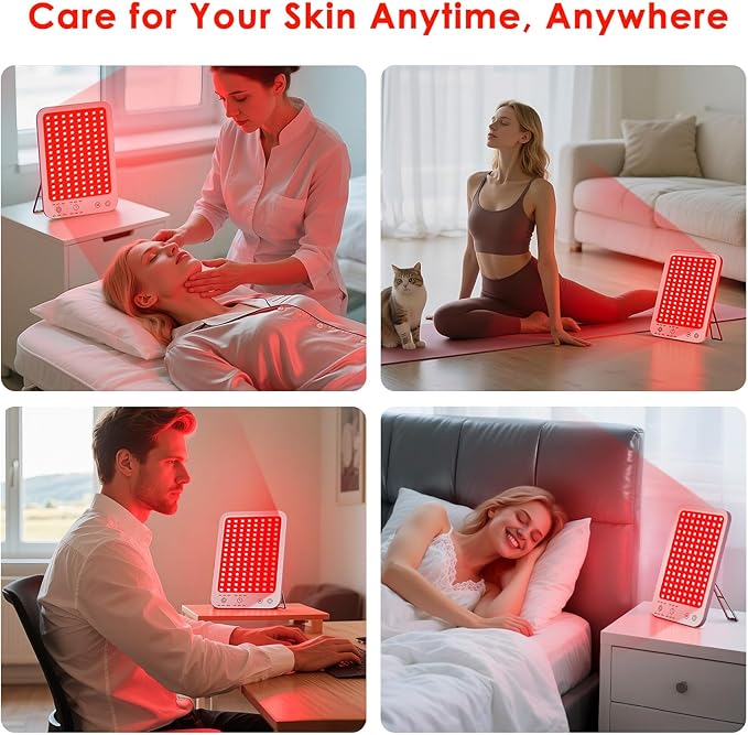 Red Light Therapy for Face Body, Infrared Red Light Panel with Adjustable Stand, 660nm and 850nm Near Infrared Therapy Lamp with 3 Modes, 6 Adjustable Brightness and Timer, for Home and Travel Use
