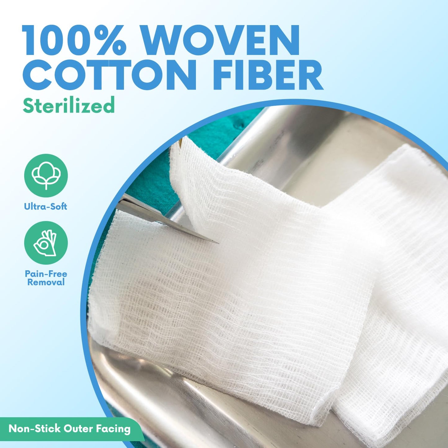 4x4 Large Sterile Gauze Pads - 50 Pack, 12-Ply Woven Cotton, Individually Wrapped Medical Gauze Sponges, Soft & Highly Absorbent Wound Dressings for First Aid Kits & Home Care by HEALQU
