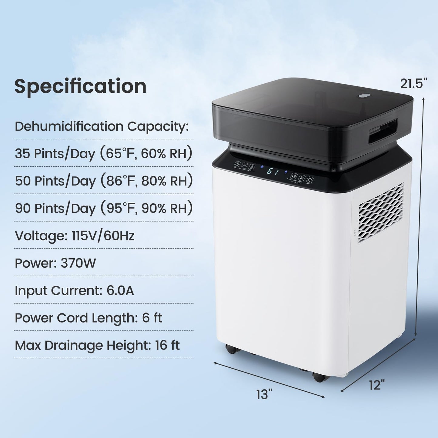 CLEEMAN 4,500 Sq.Ft Dehumidifier for Basement and Home, 70 Pint Dehumidifier with Drain Hose, Pump, 2.2 Gal Water Tank & Child Lock, 24H Timer & Energy Efficient, Ideal for Large Room (4500 Sq.Ft)