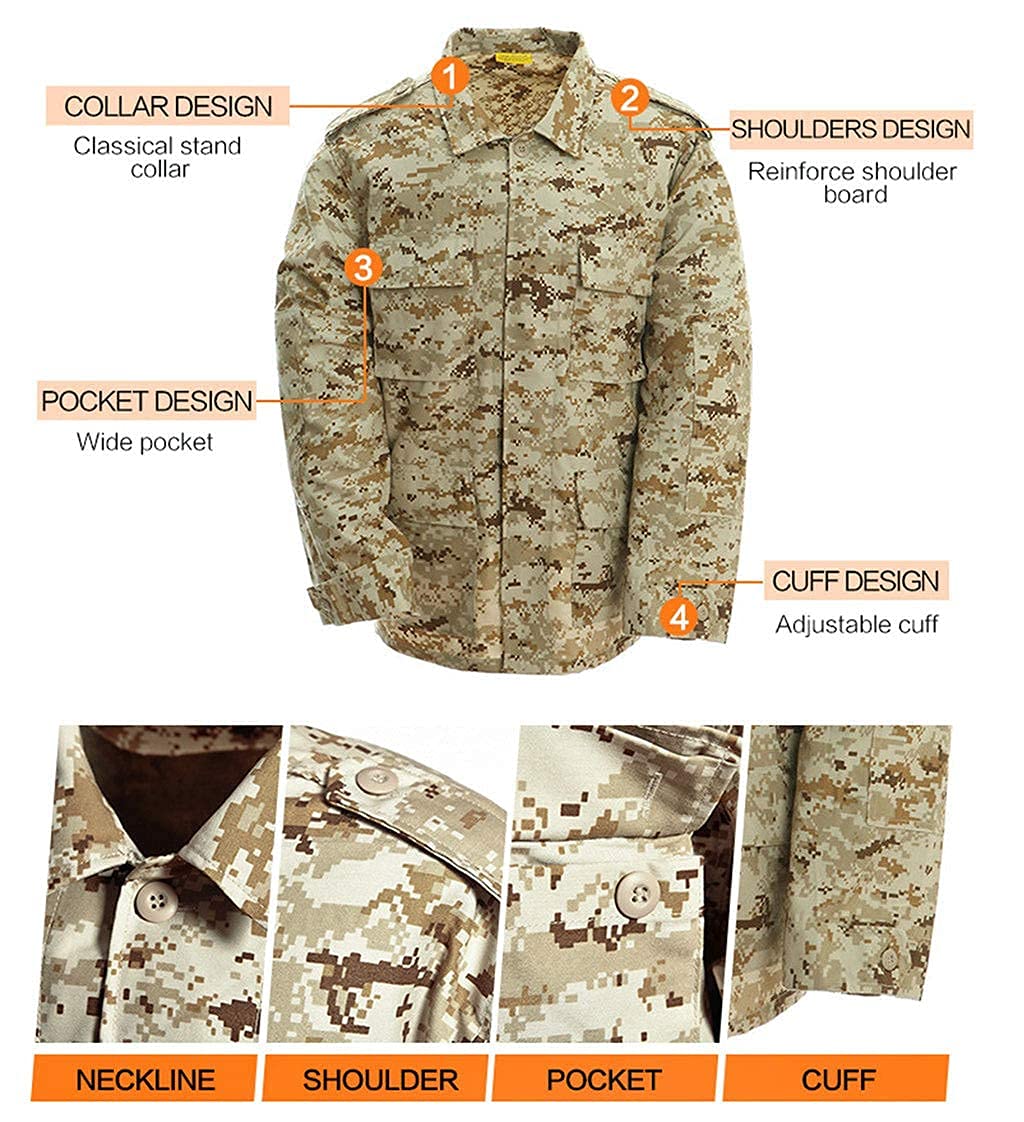 LANBAOSI Men's Tactical Hunting Uniform Combat Suit Shirt Jacket Coat and Pants Set