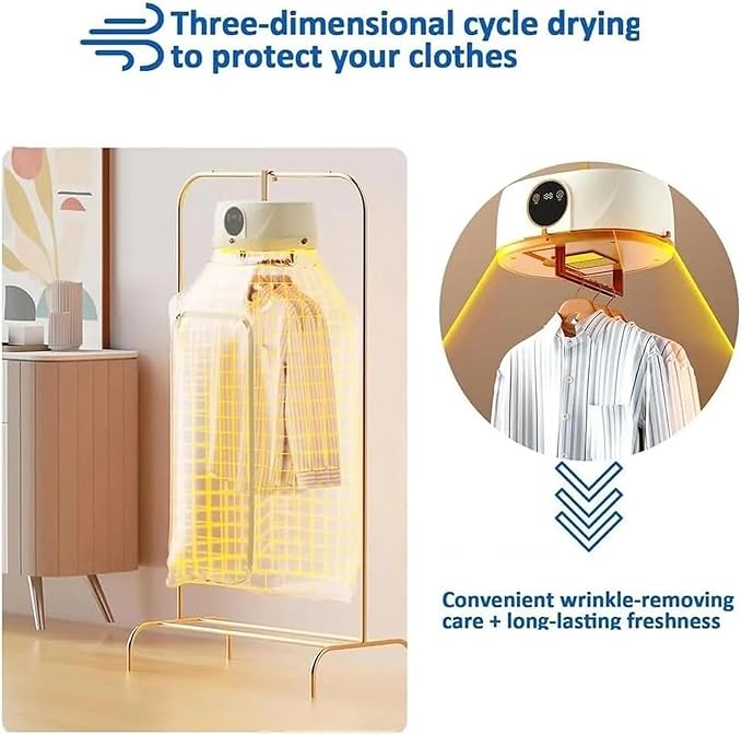 Upgraded Automatic Ironing Machine, Portable Clothes Dryer and Vertical Garment Steamer with Wireless Remote, Folding Compact Design for Home, Apartment and Travel