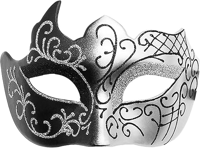 Abkolul Masquerade Mask for Men Black, Halloween Venetian Adult Masquerade Masks, Mardi Gras Mask