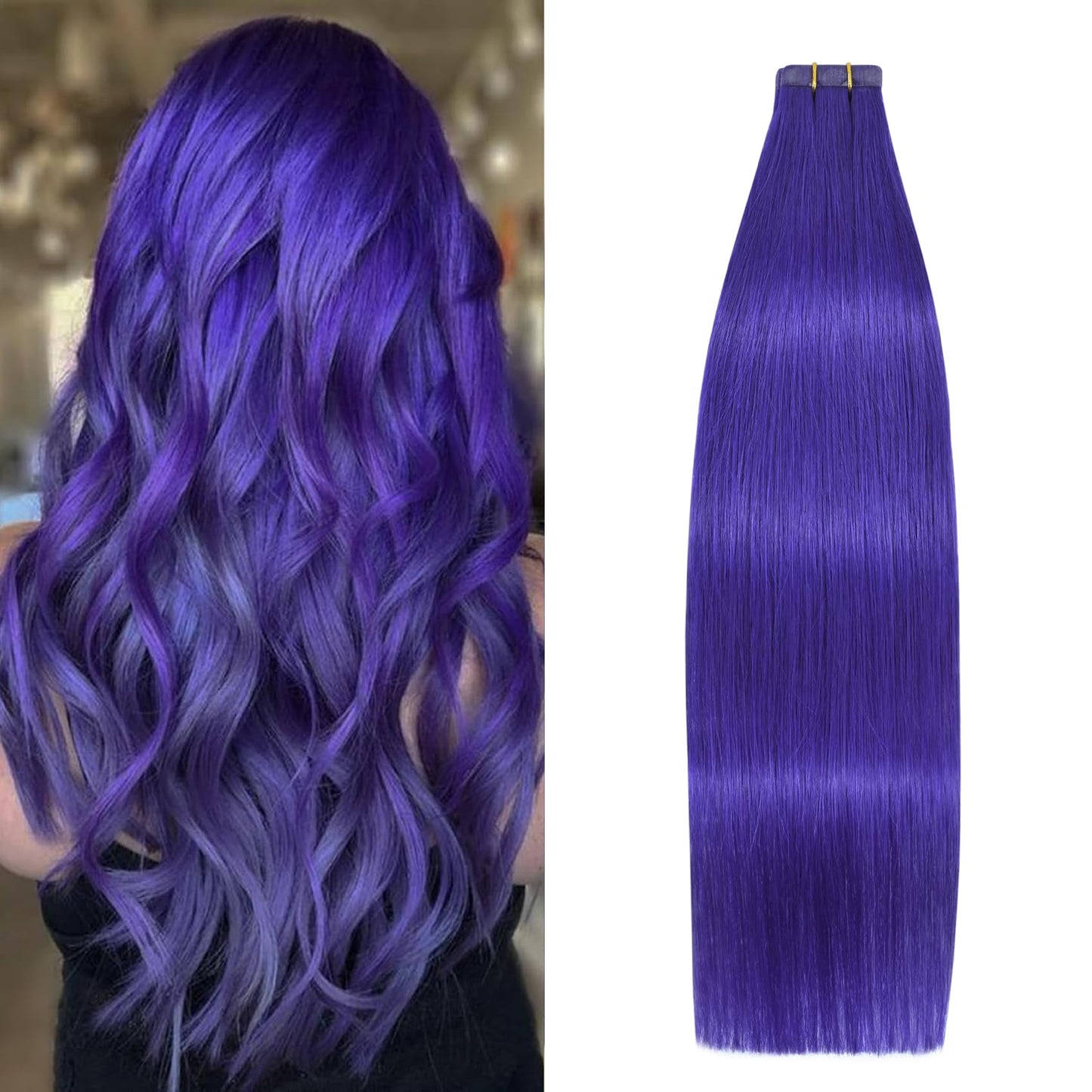 Purple Tape in Hair Extensions Human Hair Extensions Silky Straight100% Remy Purple Pack Human Hair for Women 20 Pcs/Package(22I