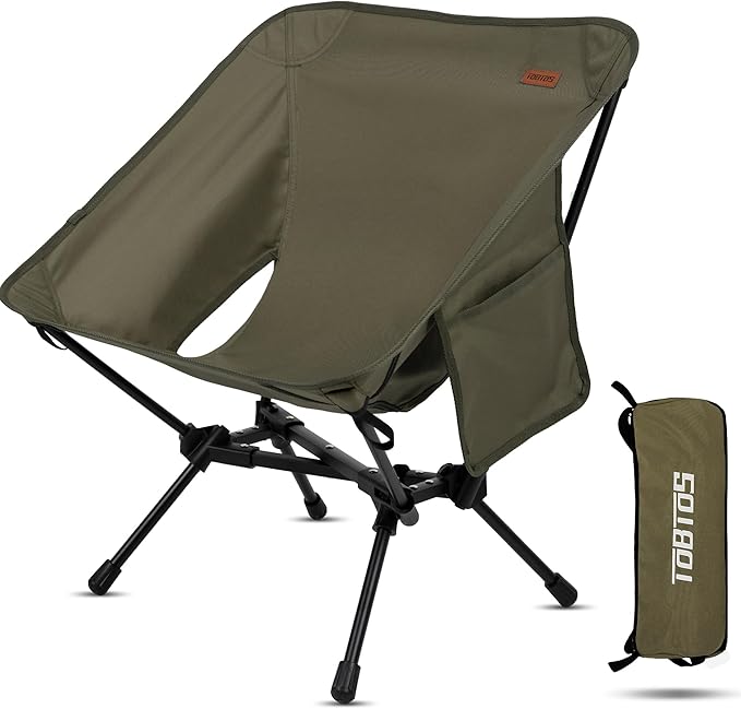 TOBTOS Portable Camping Chair, Support up to 330 LBS, Lightweight Folding Backpacking Chair for Outdoor Camp, Travel, Beac...