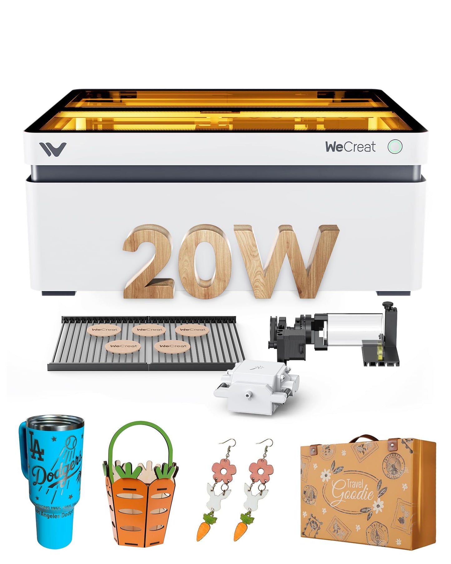 WECREAT Vision 20W Desktop Laser Engraver, Auto-Lifting for 5.5" Material, Smart Camera for Easiest Positioning, 600mm/s Speed, Laser Engraving Machine for Tumblers Wood Acrylic DIY Craft Gifts Making