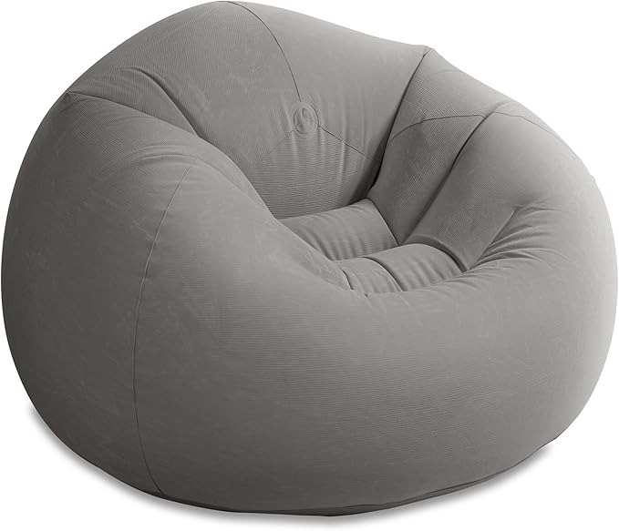 Intex 68579EP Beanless Bag Inflatable Lounge Chair: Corduroy Textured Flocking – Durable Vinyl – Folds Compactly – 220lb W...