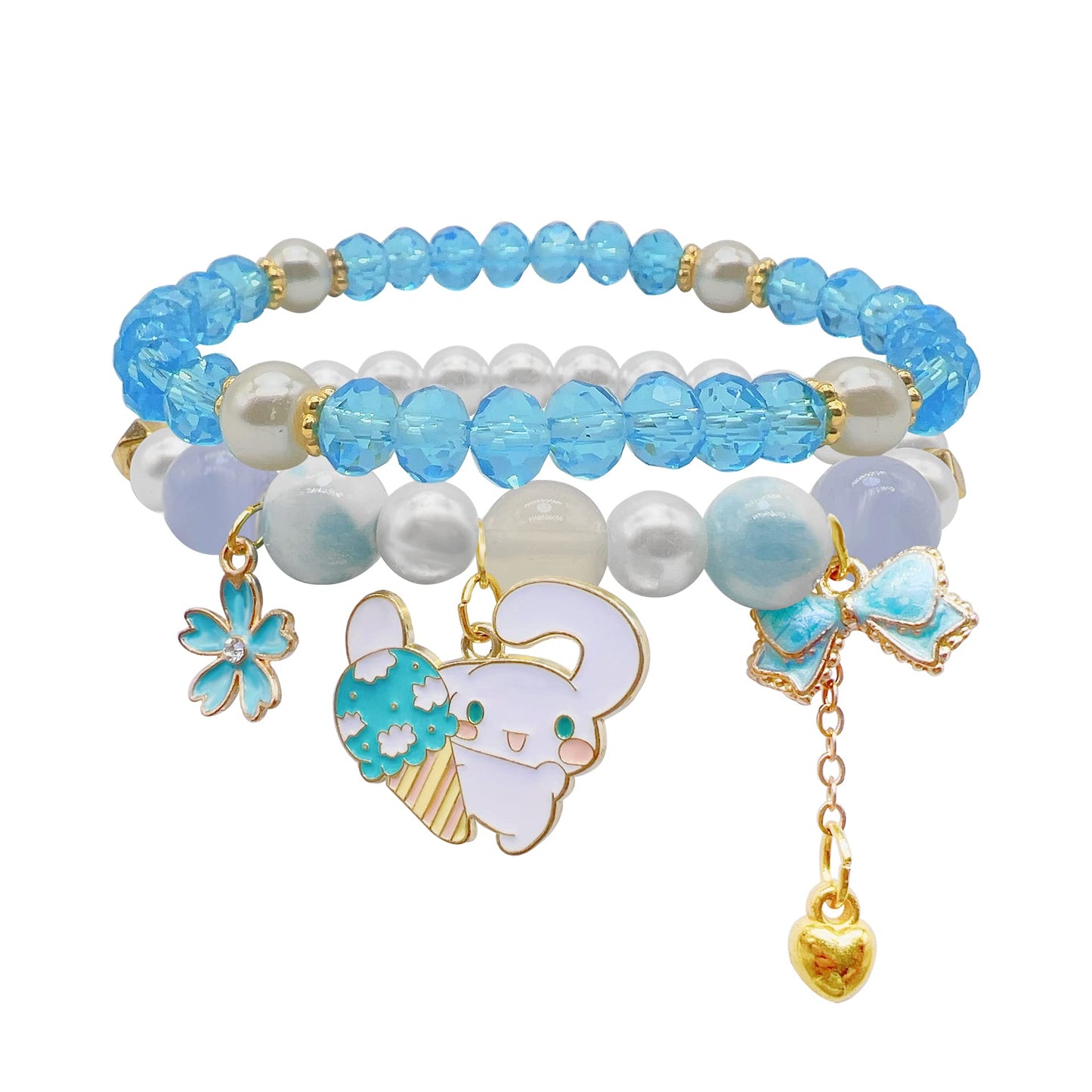 ZMANYIJEW Crystal Bead Bracelet for Women, Matching Beaded Bracelets for Best Friend(big-blue)