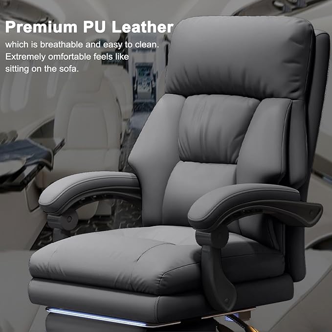 Office Chair with Leg Rest Executive Desk Chairs with Wheels High Back Computer Gaming Chairs Adjustable Reclining Ergonomic Work Chair for Home Office