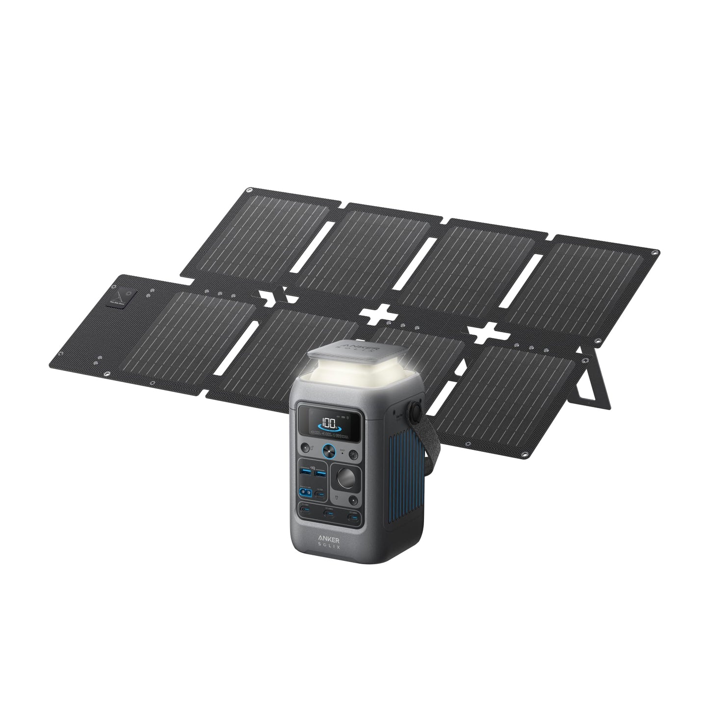 Anker Solix C300 Dc Power Bank Station And 60W Solar Panel, 288Wh Portable Power Station, Lifepo4 Battery, 300W Solar Generator,