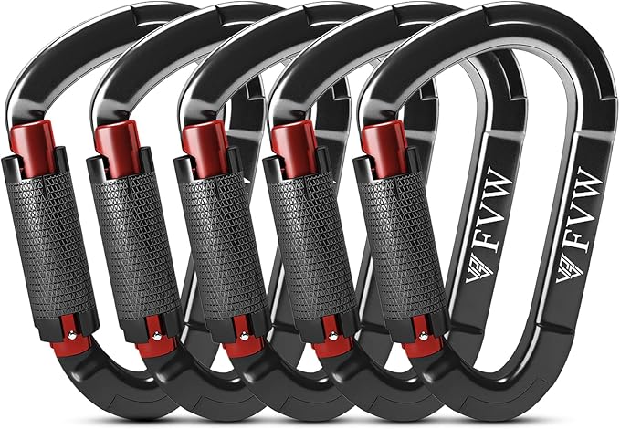FVW Auto Locking Rock Climbing Carabiner Clips,Professional 25KN (5620 lbs) Heavy Duty Caribeaners for Rappelling Swing Re...