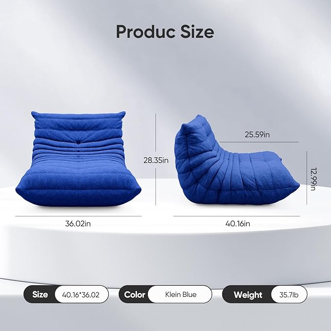 Bean Bag Chair for Adults, Fireside Togo Chair, BeanBag Chairs for Teens with High-Resilience Memory Foam, Non-Slip Base Compression Floor Lounge Sofa for Living Room, Bedroom