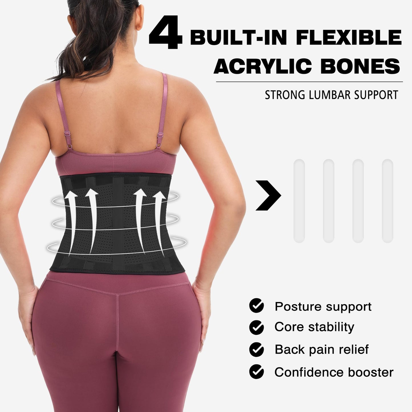 VENUZOR Waist Trainer Belt for Women - Waist Cincher Trimmer - Slimming Body Shaper Belt - Sport Girdle Belt (UP Graded)(Black,Large)