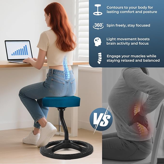 Upaloop ADHD Chair for Kids, Yoga Chairs for Adults, Wobble Stool Active Flexible Seating Desk Chair with Non-Slip Base and Washable Seat Cover for Stability, Balance, Yoga, Office, School, Classroom